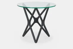 Quasar - Round Side Table in Glass and Wood