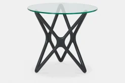 Quasar - Round Side Table in Glass and Wood