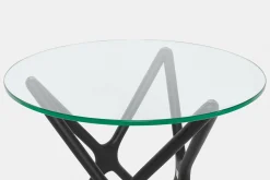 Quasar - Round Side Table in Glass and Wood