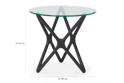 Quasar - Round Side Table in Glass and Wood