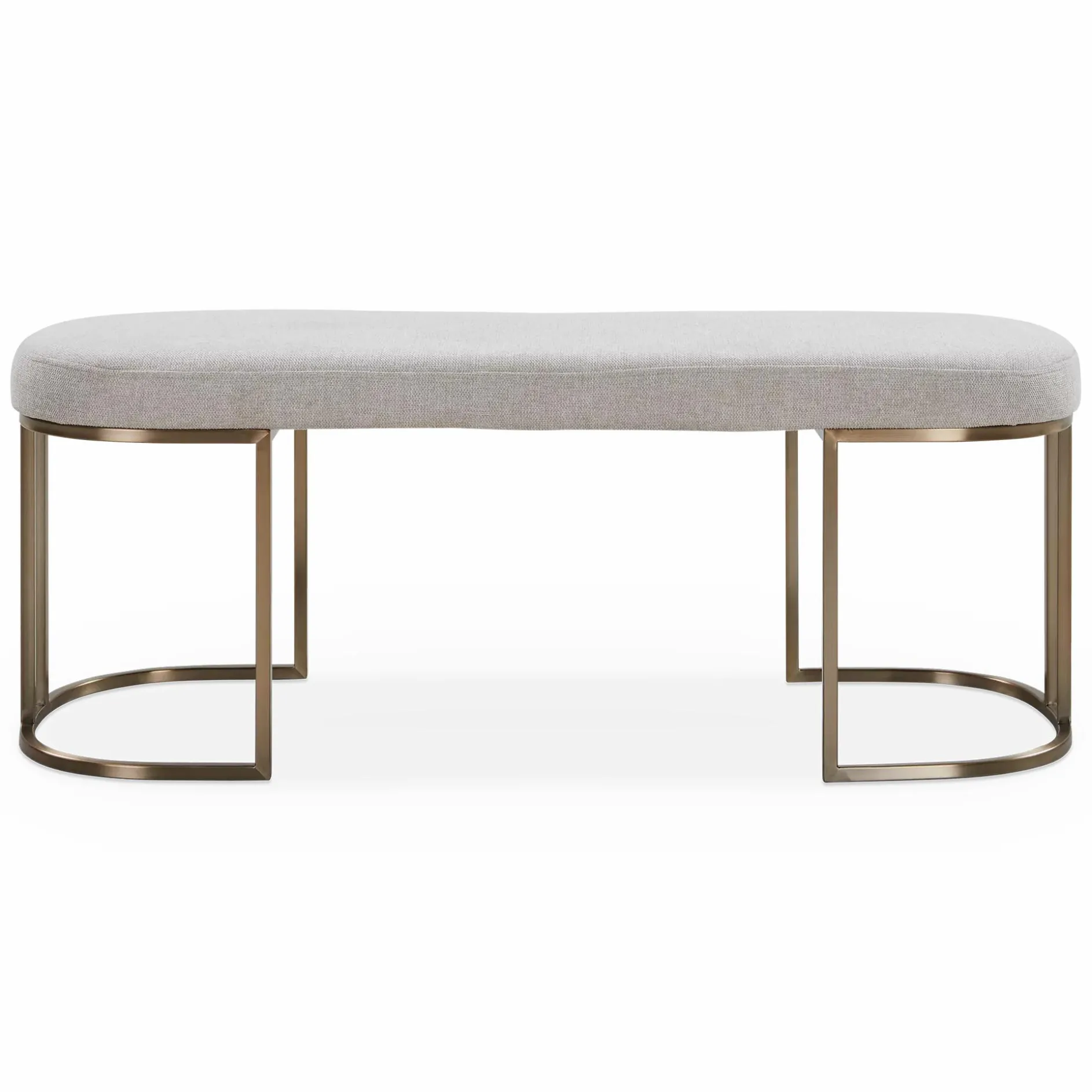 Rayla - Fabric Upholstered Antique Brass Bench