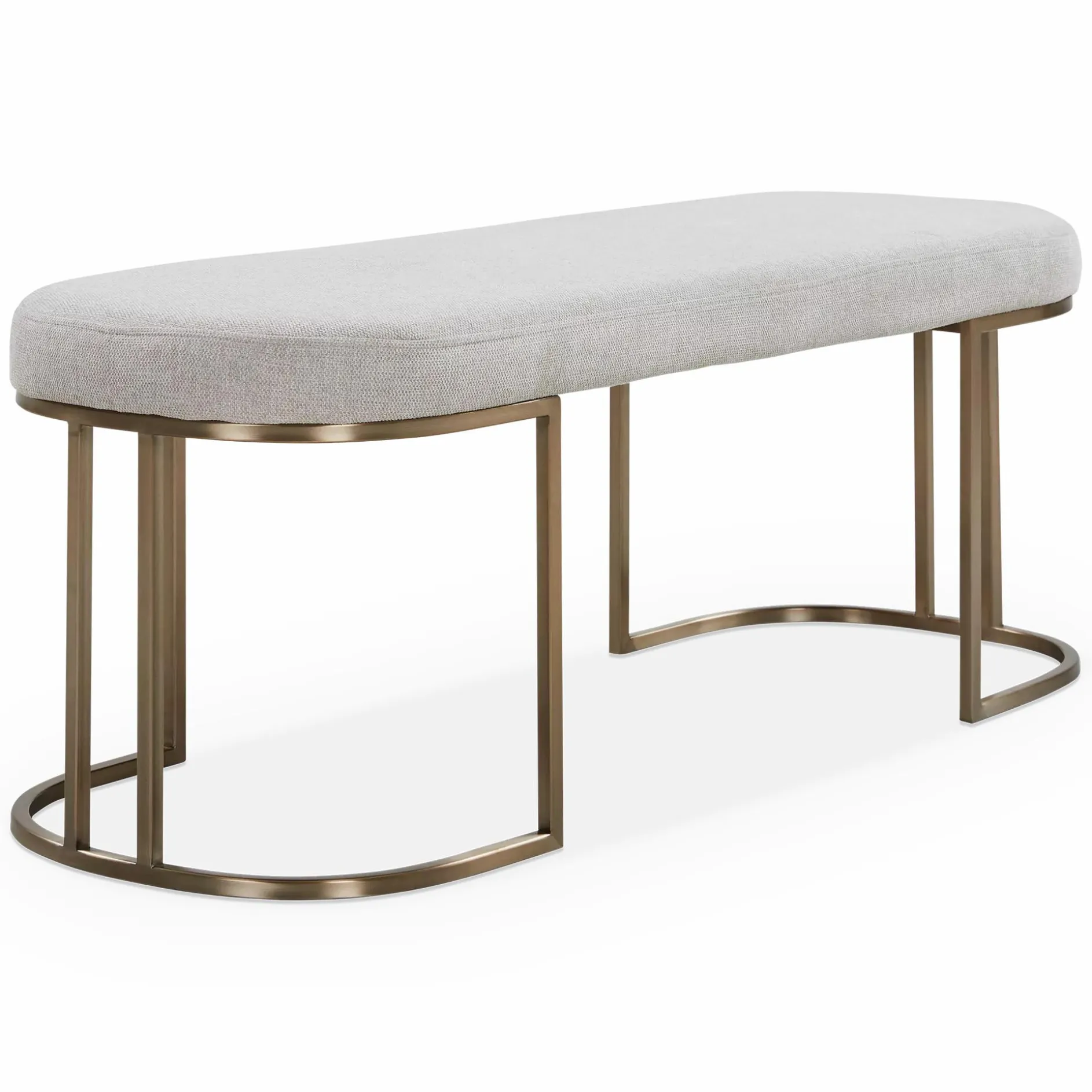 Rayla - Fabric Upholstered Antique Brass Bench