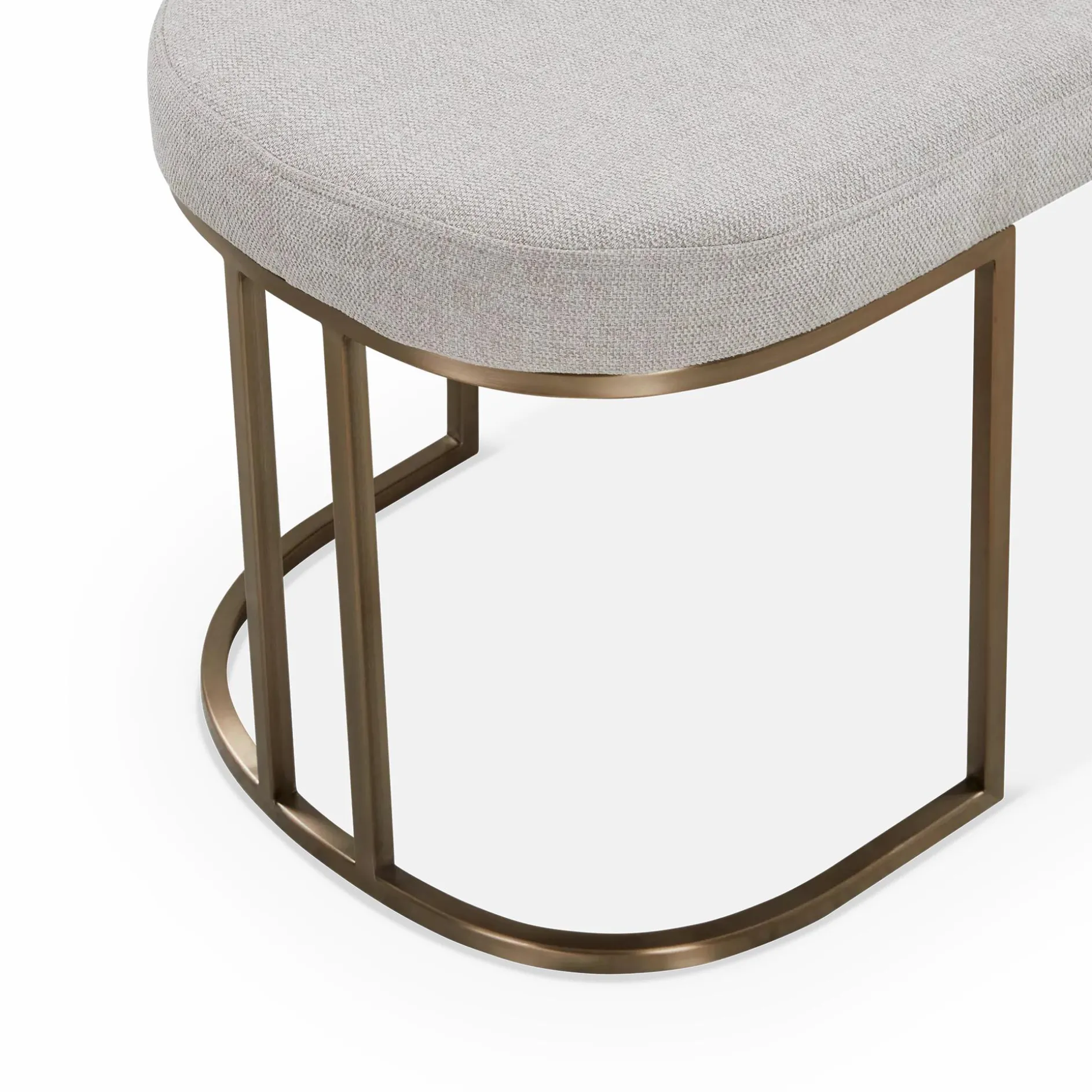 Rayla - Fabric Upholstered Antique Brass Bench