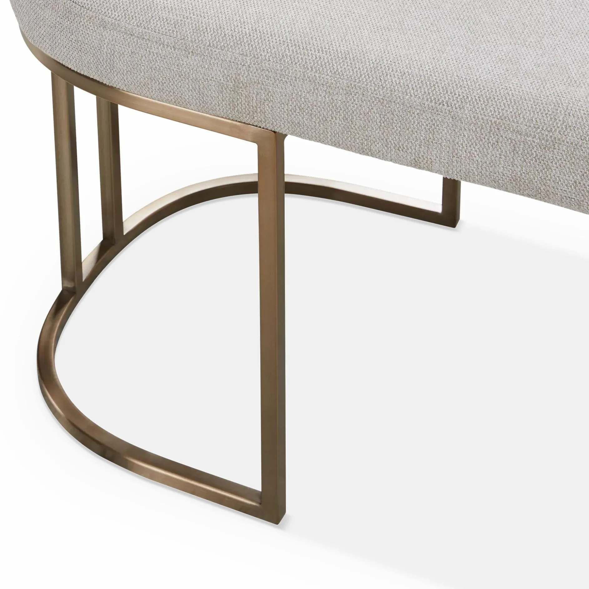 Rayla - Fabric Upholstered Antique Brass Bench