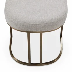 Rayla - Fabric Upholstered Antique Brass Bench