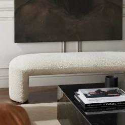 Shaun - Padded Bouclé Fabric Bench