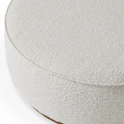 Sinclair - Large Round Bouclé Pouf with Wooden Base by Four Hands
