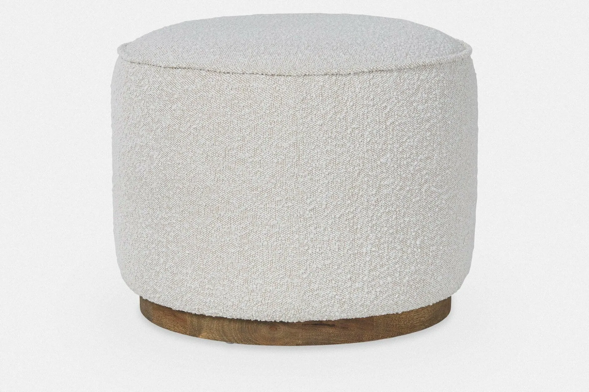 Sinclair - Round Bouclé Pouf with Wooden Base by Four Hands