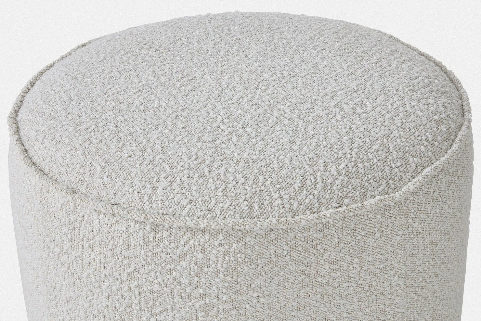 Sinclair - Round Bouclé Pouf with Wooden Base by Four Hands