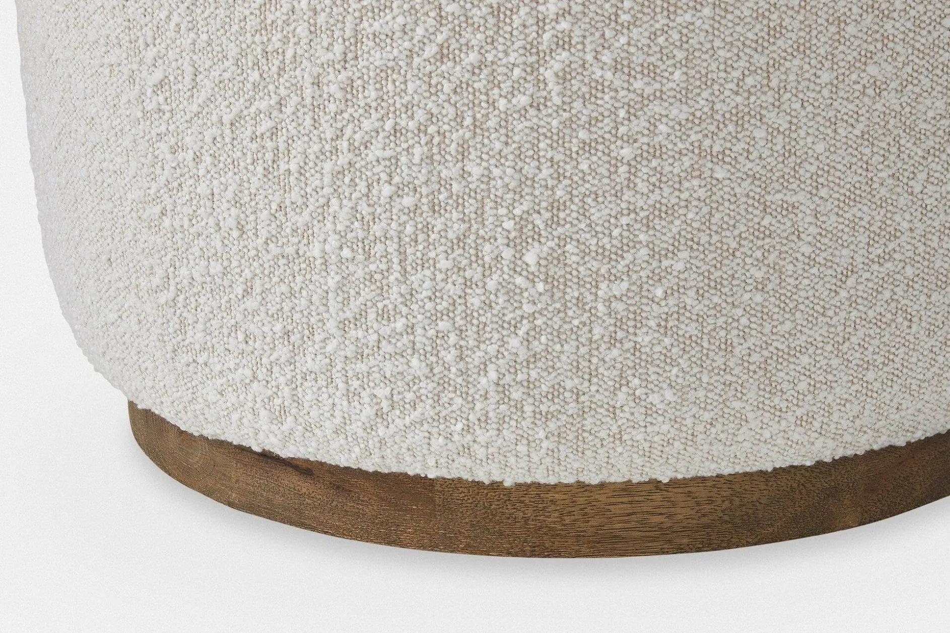 Sinclair - Round Bouclé Pouf with Wooden Base by Four Hands