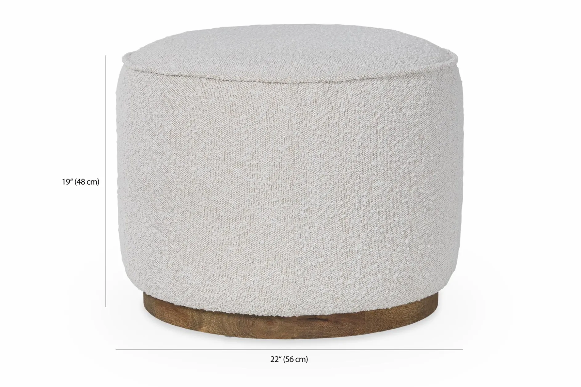 Sinclair - Round Bouclé Pouf with Wooden Base by Four Hands
