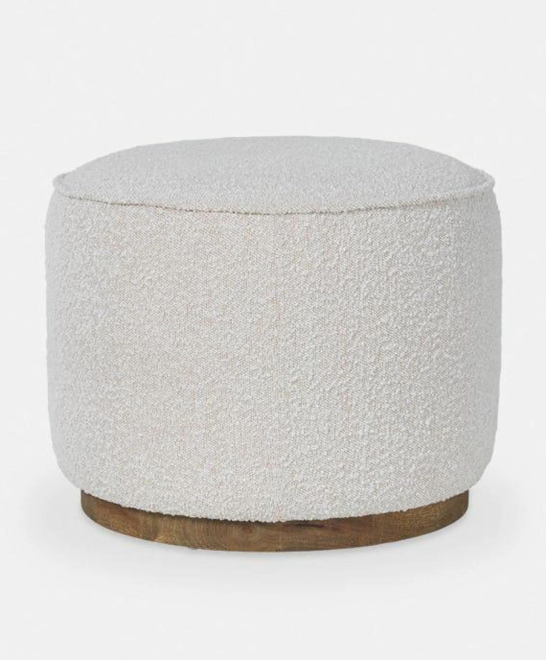Sinclair - Round Bouclé Pouf with Wooden Base by Four Hands