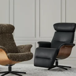 Timeout - Leather Reclining Armchair with Integrated Footrest by Conform