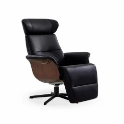 Timeout - Leather Reclining Armchair with Integrated Footrest by Conform