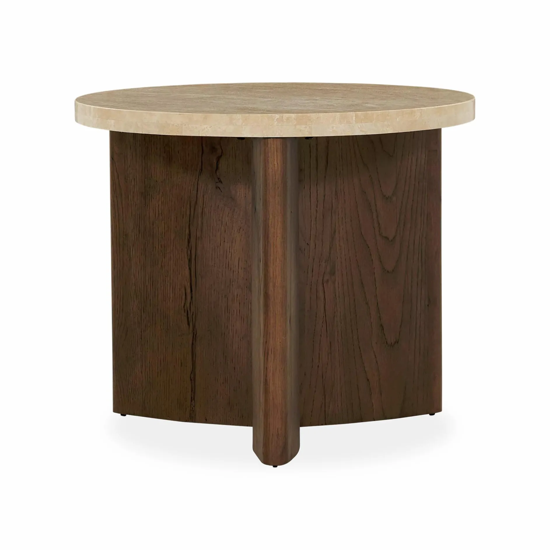 Toli - Travertine and Oak Side Table by Four Hands