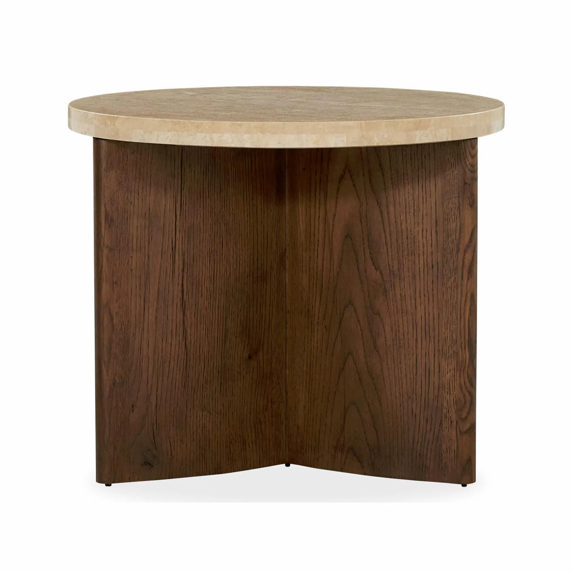 Toli - Travertine and Oak Side Table by Four Hands
