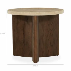 Toli - Travertine and Oak Side Table by Four Hands