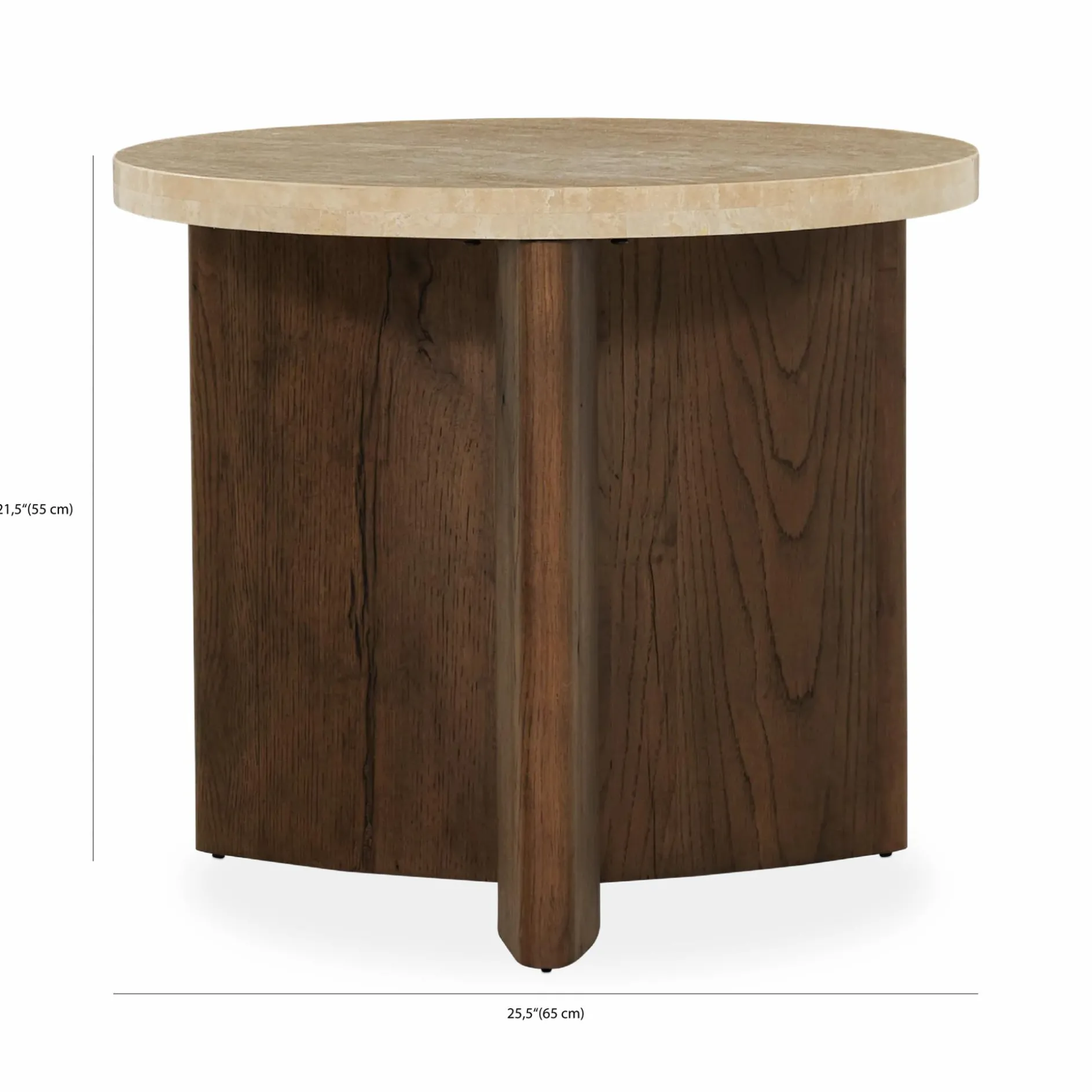Toli - Travertine and Oak Side Table by Four Hands
