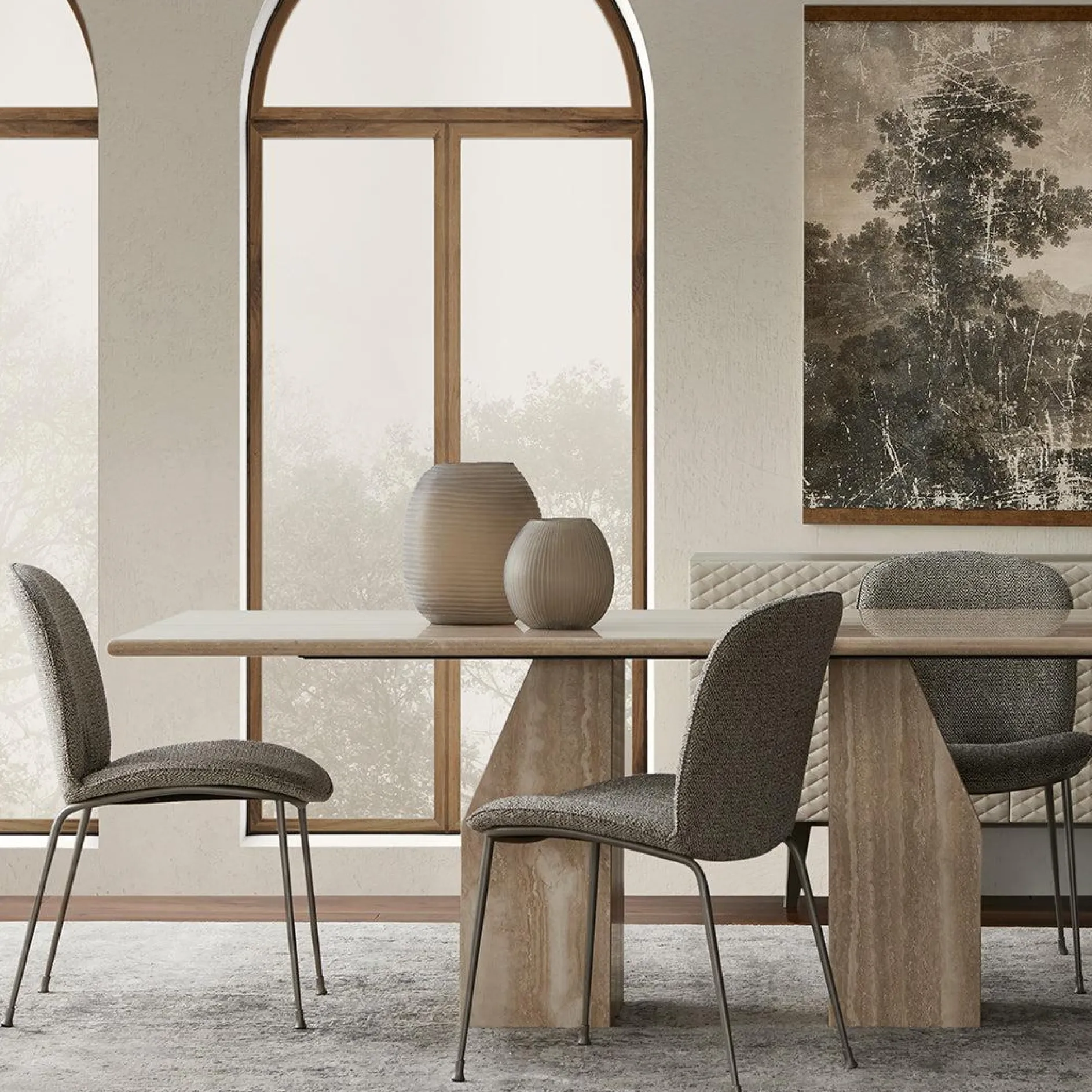 Zénith - Travertine Dining Table